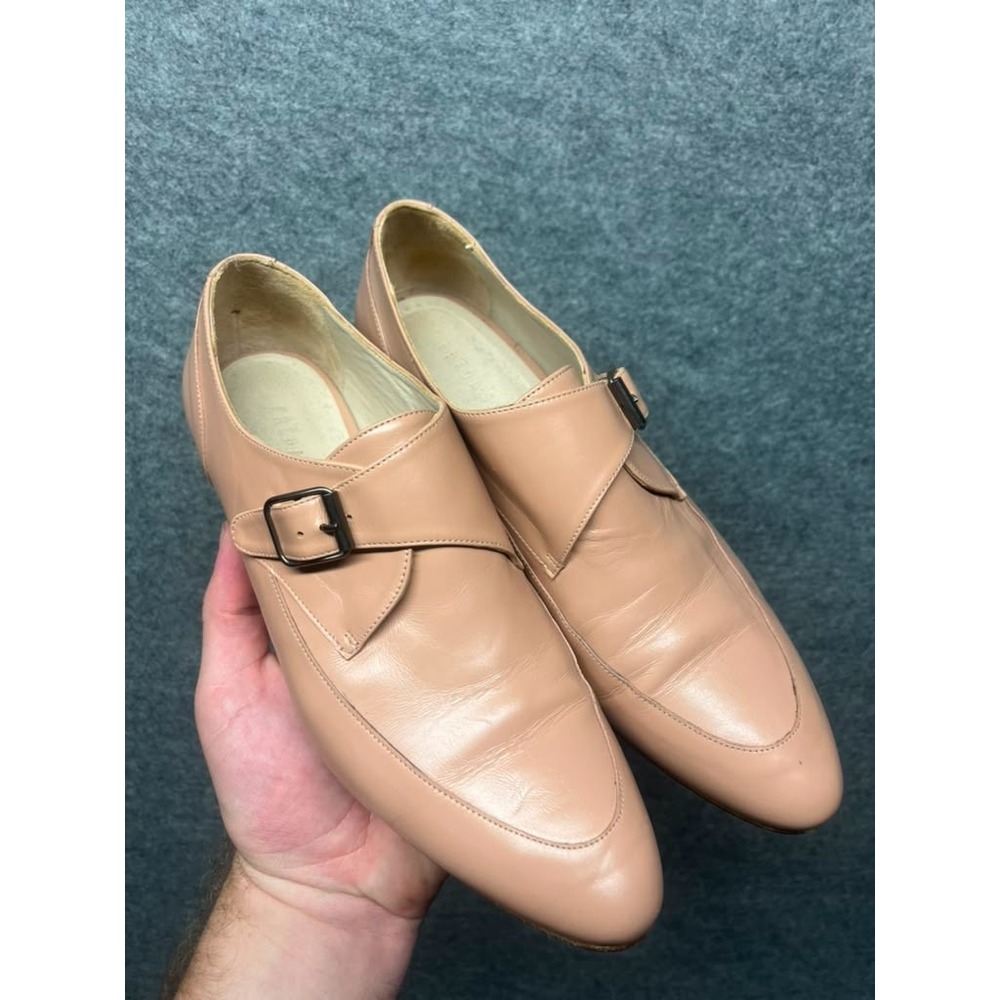Freda Salvador Women's Nude Tan Leather Buckle Loafers Flats Made in Spain